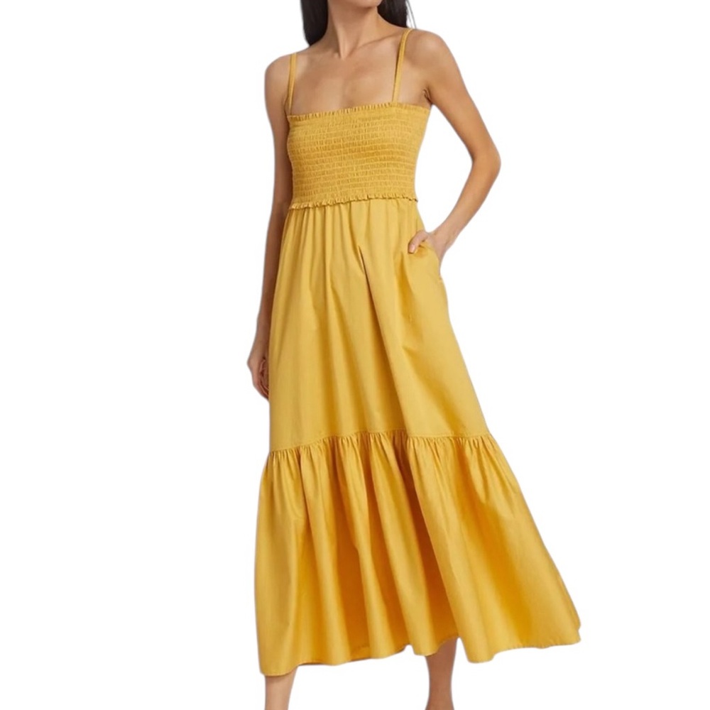A.L.C. Yellow Smocked Bodice Maxi Dress